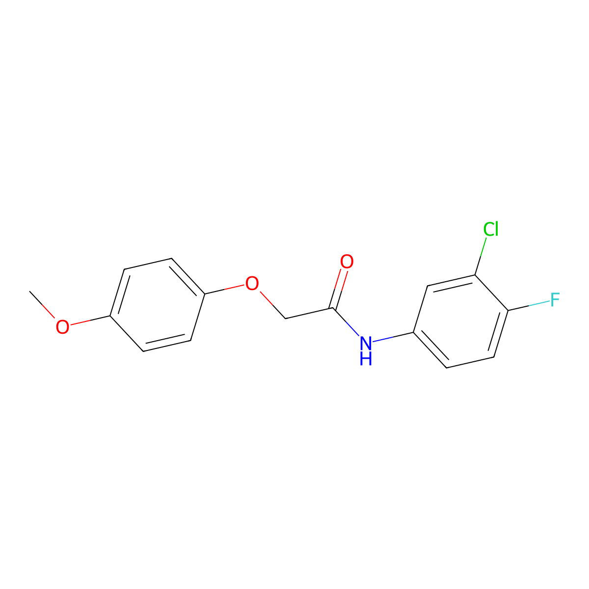 N-(3-chloro-4-fluorophenyl)-2-(4-methoxyphenoxy)acetamide molecular structure, CAS 303971-55-3
