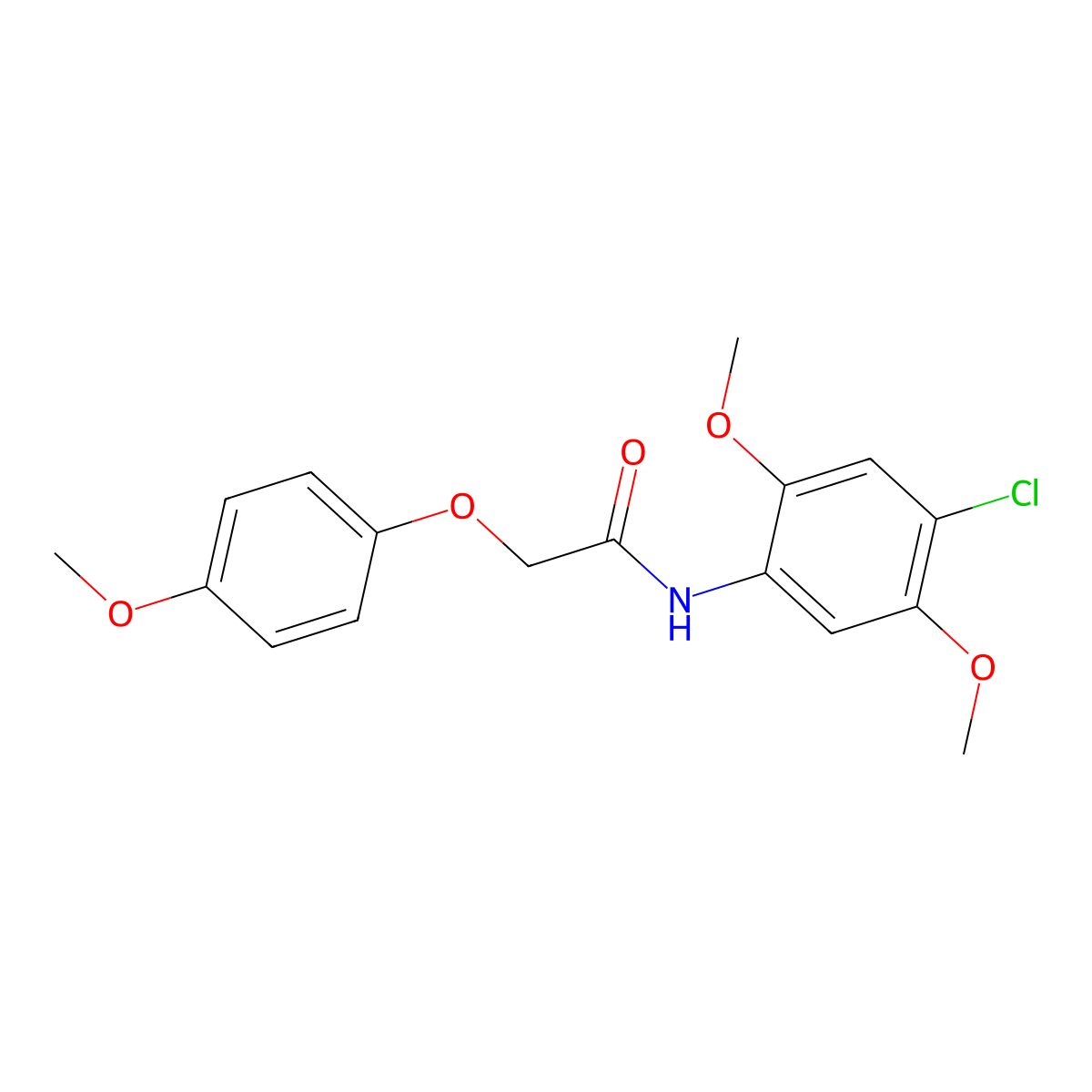 N-(4-chloro-2,5-dimethoxyphenyl)-2-(4-methoxyphenoxy)acetamide molecular structure, CAS 303971-56-4