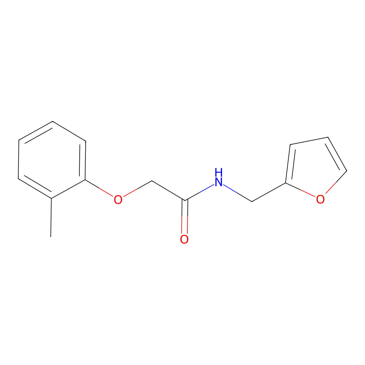 N-(furan-2-ylmethyl)-2-(2-methylphenoxy)acetamide molecular structure, CAS 303971-66-6