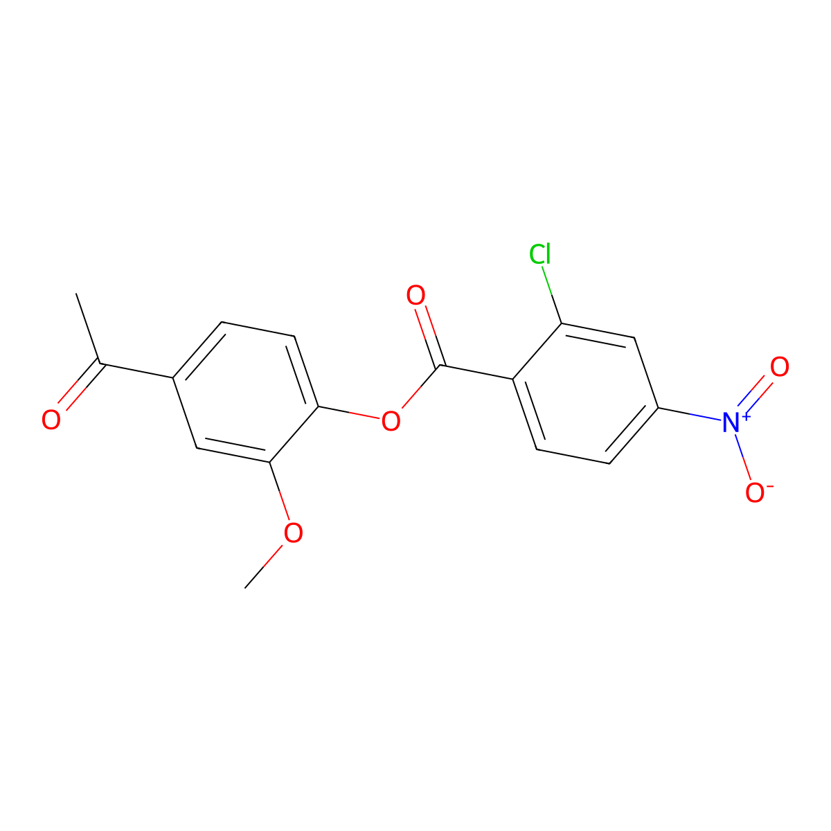 4-Acetyl-2-methoxyphenyl 2-chloro-4-nitrobenzoate molecular structure, CAS 303972-04-5