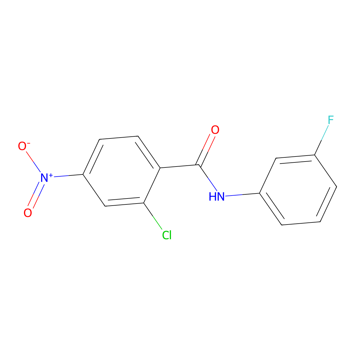 2-chloro-N-(3-fluorophenyl)-4-nitrobenzamide molecular structure, CAS 303972-18-1