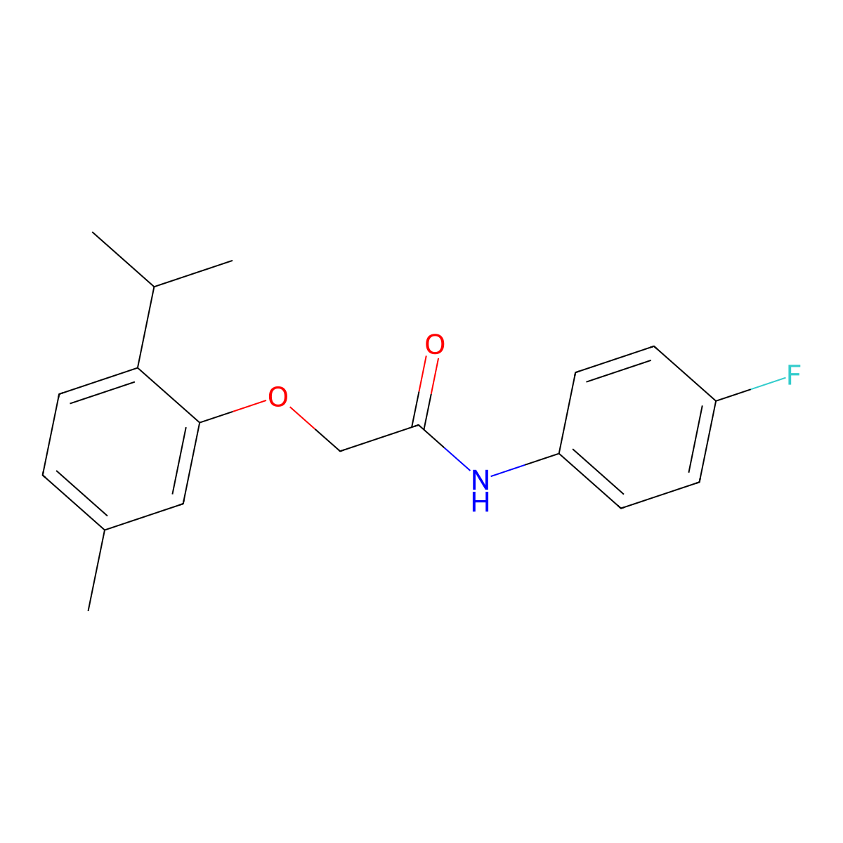 N-(4-fluorophenyl)-2-(5-methyl-2-propan-2-ylphenoxy)acetamide molecular structure, CAS 303972-27-2