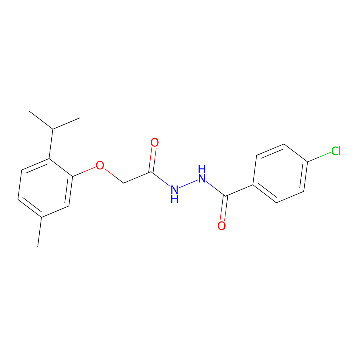 4-chloro-N'-[2-(5-methyl-2-propan-2-ylphenoxy)acetyl]benzohydrazide molecular structure, CAS 303972-33-0