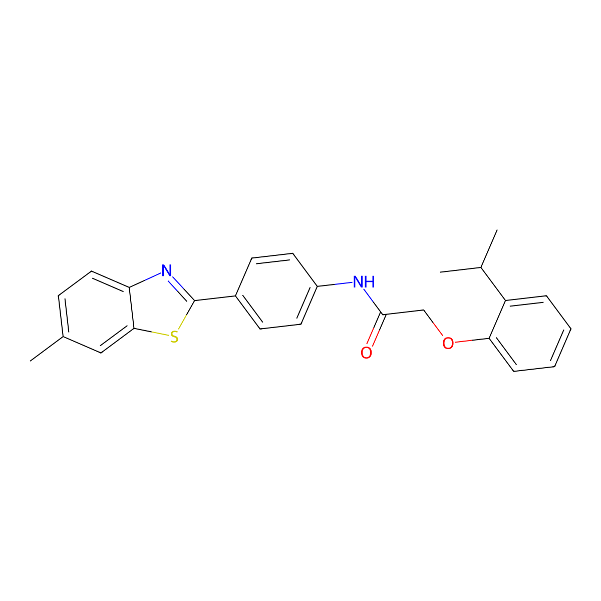 2-(2-isopropylphenoxy)-N-[4-(6-methyl-1,3-benzothiazol-2-yl)phenyl]acetamide molecular structure, CAS 303972-41-0