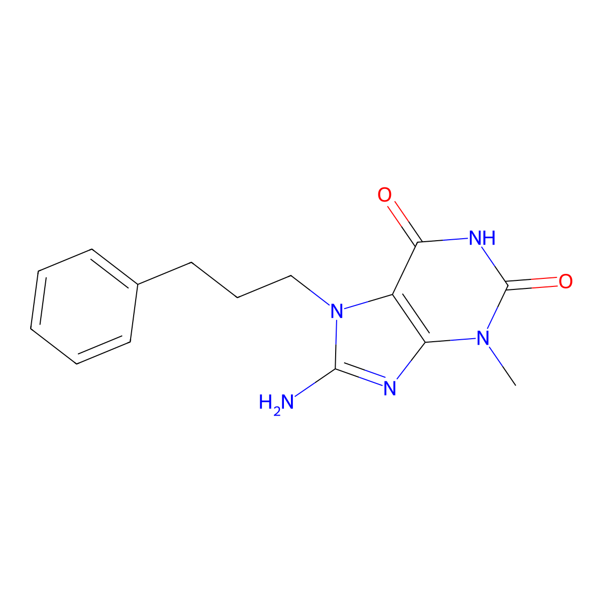 8-amino-3-methyl-7-(3-phenylpropyl)-1H-purine-2,6(3H,7H)-dione molecular structure, CAS 303972-99-8