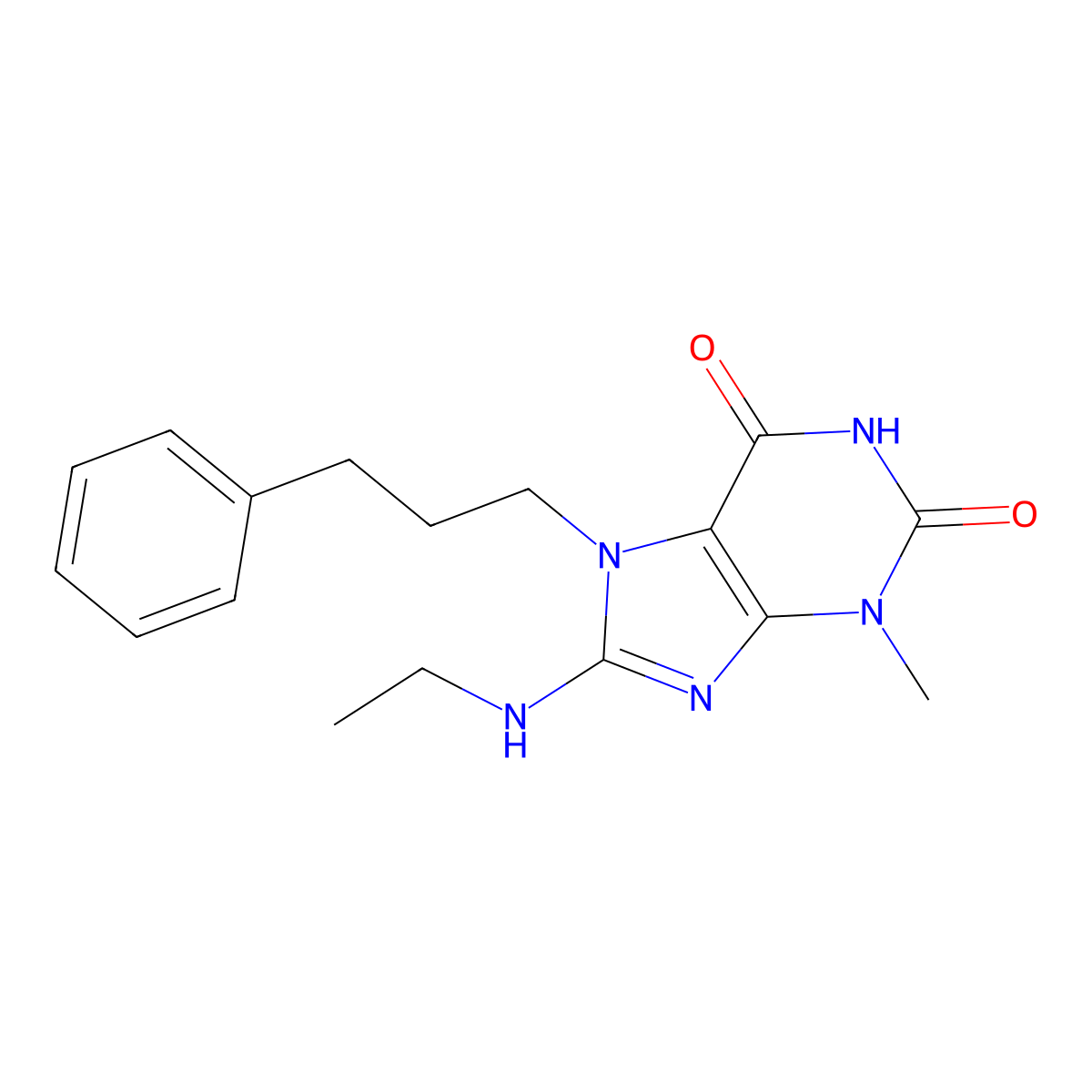 8-(Ethylamino)-3-methyl-7-(3-phenylpropyl)purine-2,6-dione molecular structure, CAS 303973-03-7