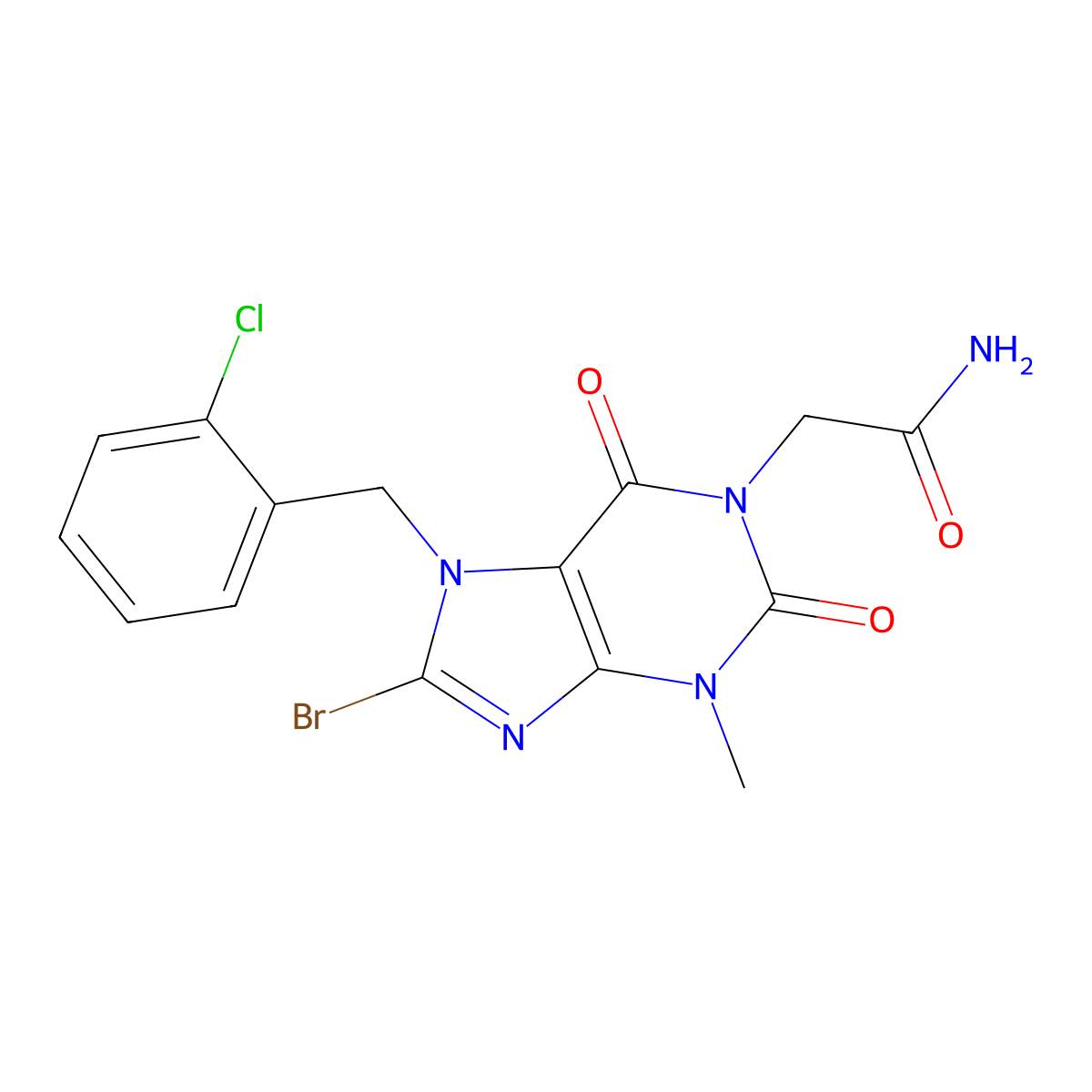 2-[8-Bromo-7-[(2-chlorophenyl)methyl]-3-methyl-2,6-dioxopurin-1-yl]acetamide molecular structure, CAS 303973-67-3