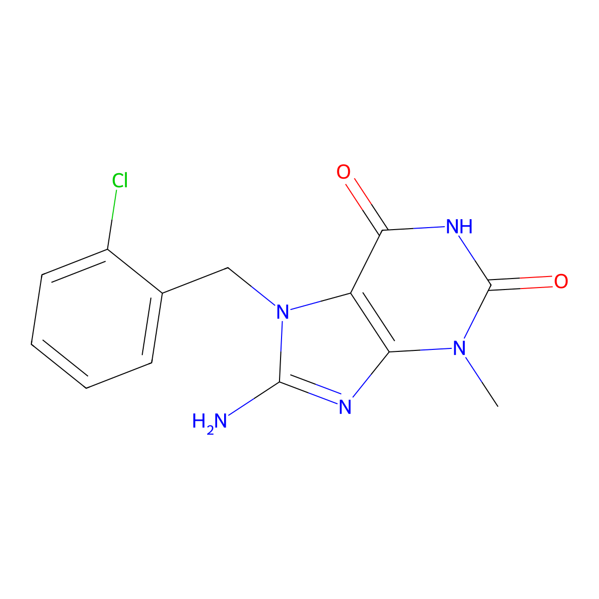 7-[(2-Chlorophenyl)methyl]-8-imino-3-methyl-2,3,6,7,8,9-hexahydro-1H-purine-2,6-dione molecular structure, CAS 303973-72-0