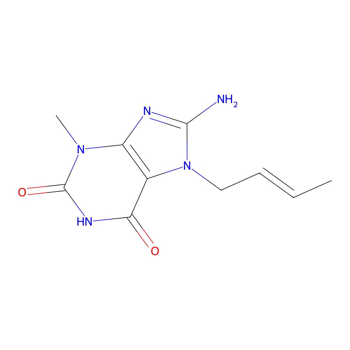 8-Amino-7-(2-buten-1-YL)-3-methyl-3,7-dihydro-1H-purine-2,6-dione molecular structure, CAS 303973-87-7