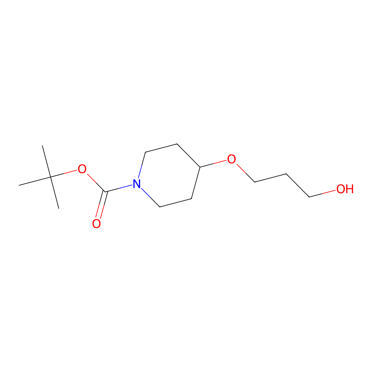 Tert-butyl 4-(3-hydroxypropoxy)piperidine-1-carboxylate molecular structure, CAS 303975-37-3