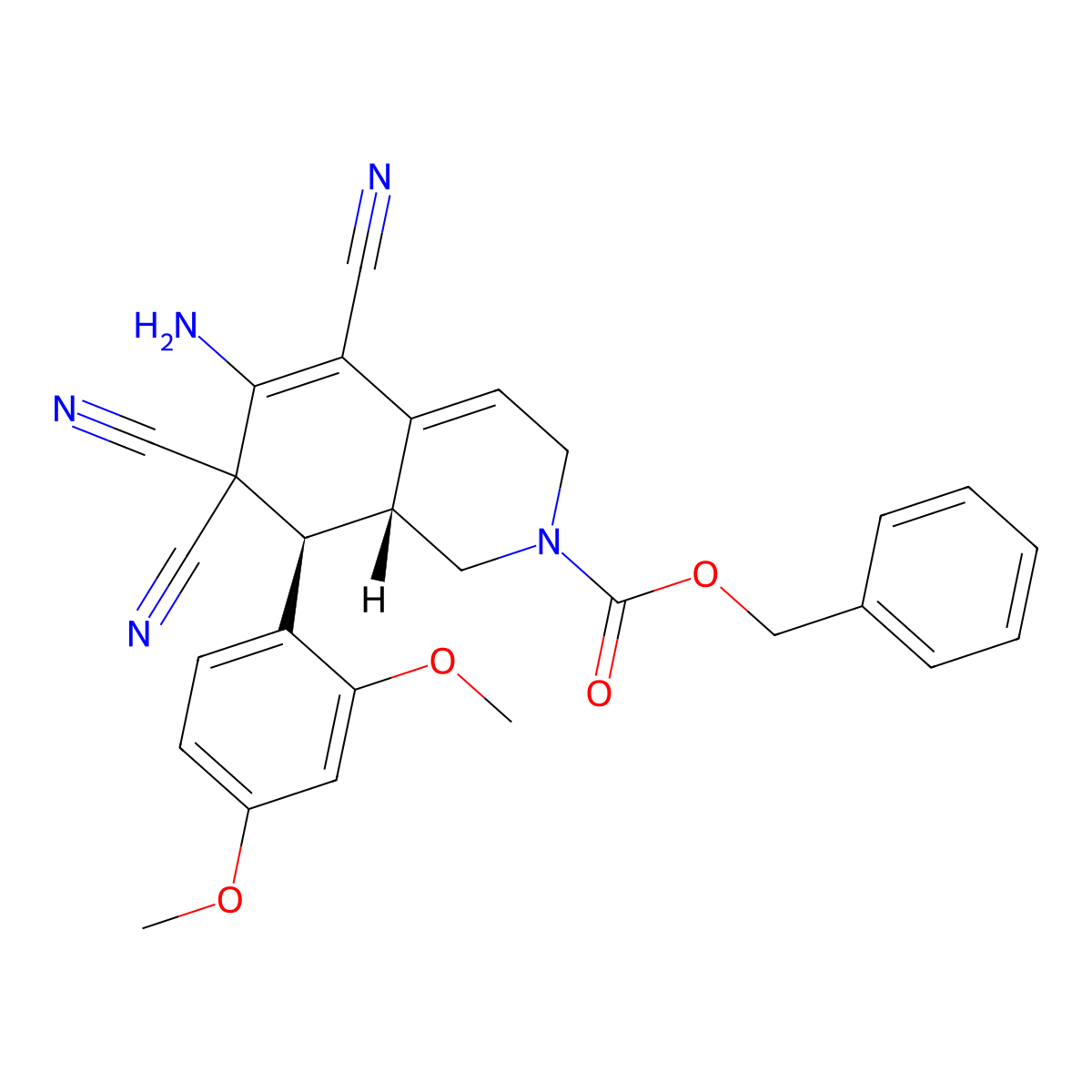 benzyl (8R,8aR)-6-amino-5,7,7-tricyano-8-(2,4-dimethoxyphenyl)-1,3,8,8a-tetrahydroisoquinoline-2-carboxylate molecular structure, CAS 303980-24-7
