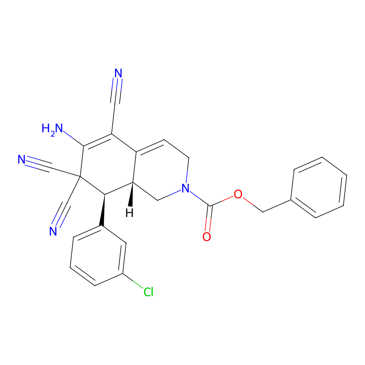 benzyl 6-amino-8-(3-chlorophenyl)-5,7,7-tricyano-3,7,8,8a-tetrahydro-2(1H)-isoquinolinecarboxylate molecular structure, CAS 303980-49-6