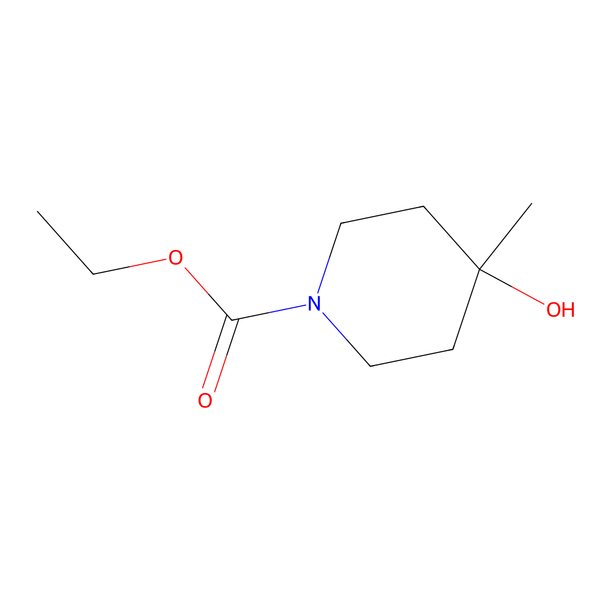 Ethyl 4-hydroxy-4-methylpiperidine-1-carboxylate molecular structure, CAS 303983-34-8
