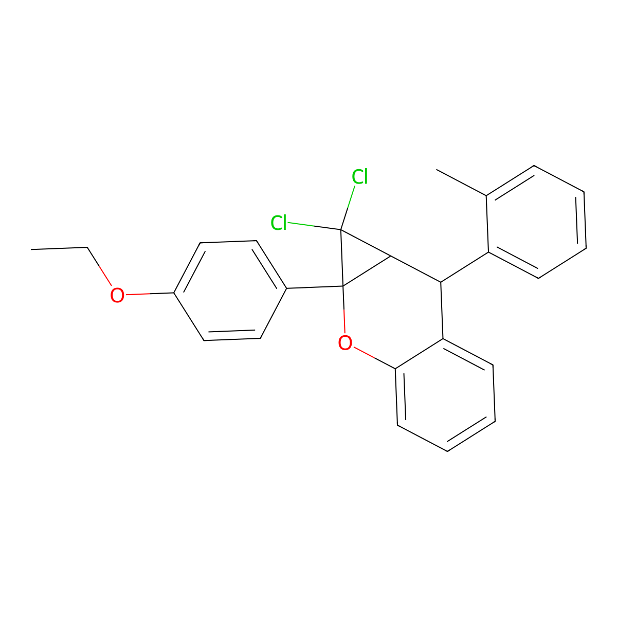 1,1-Dichloro-1a-(4-ethoxyphenyl)-7-(2-methylphenyl)-7,7a-dihydrocyclopropa[b]chromene molecular structure, CAS 303984-04-5