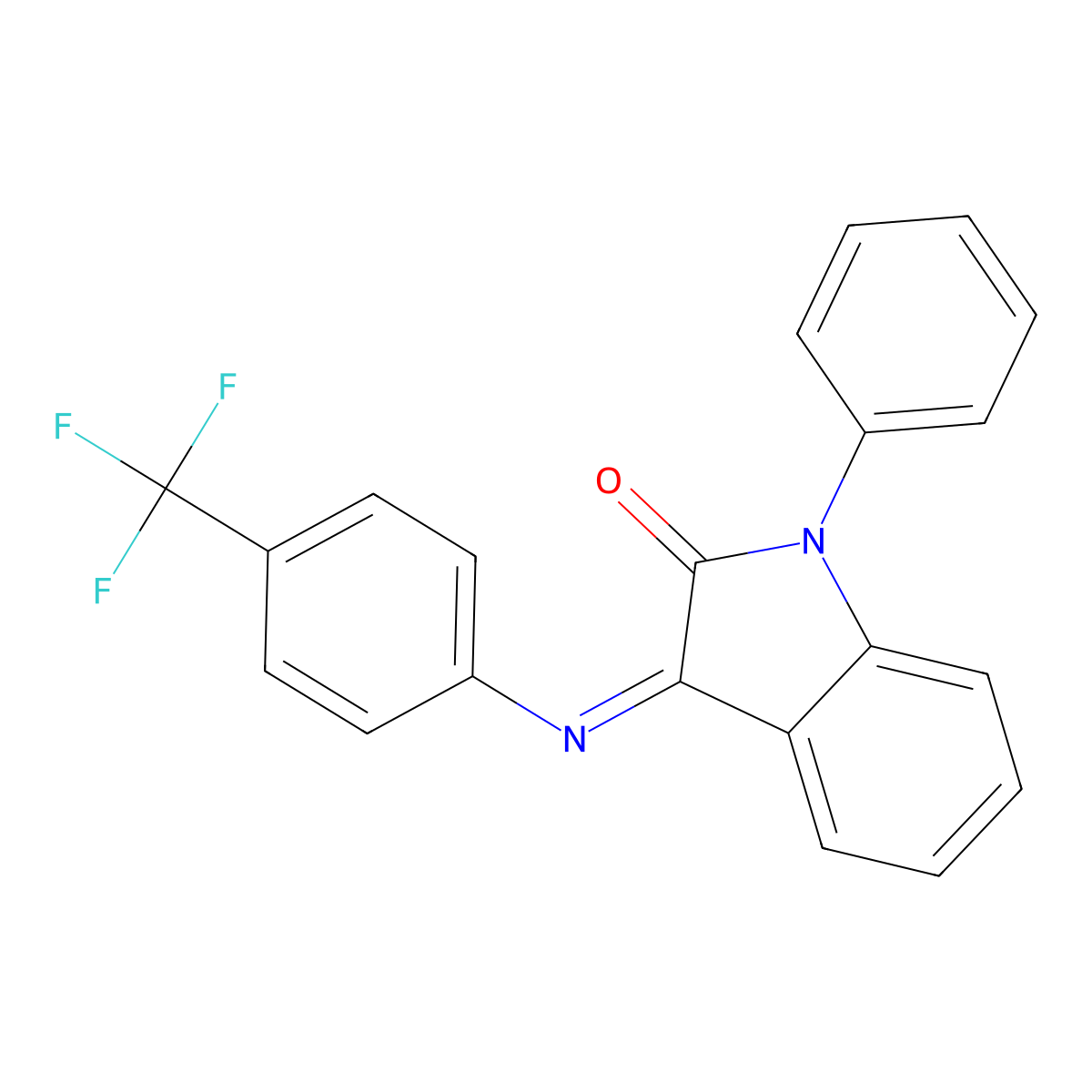 (Z)-1-Phenyl-3-(4-(trifluoromethyl)phenylimino)indolin-2-one molecular structure, CAS 303984-47-6