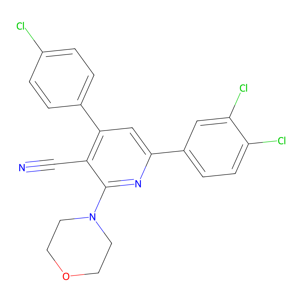 4-(4-Chlorophenyl)-6-(3,4-dichlorophenyl)-2-morpholinonicotinonitrile molecular structure, CAS 303984-54-5