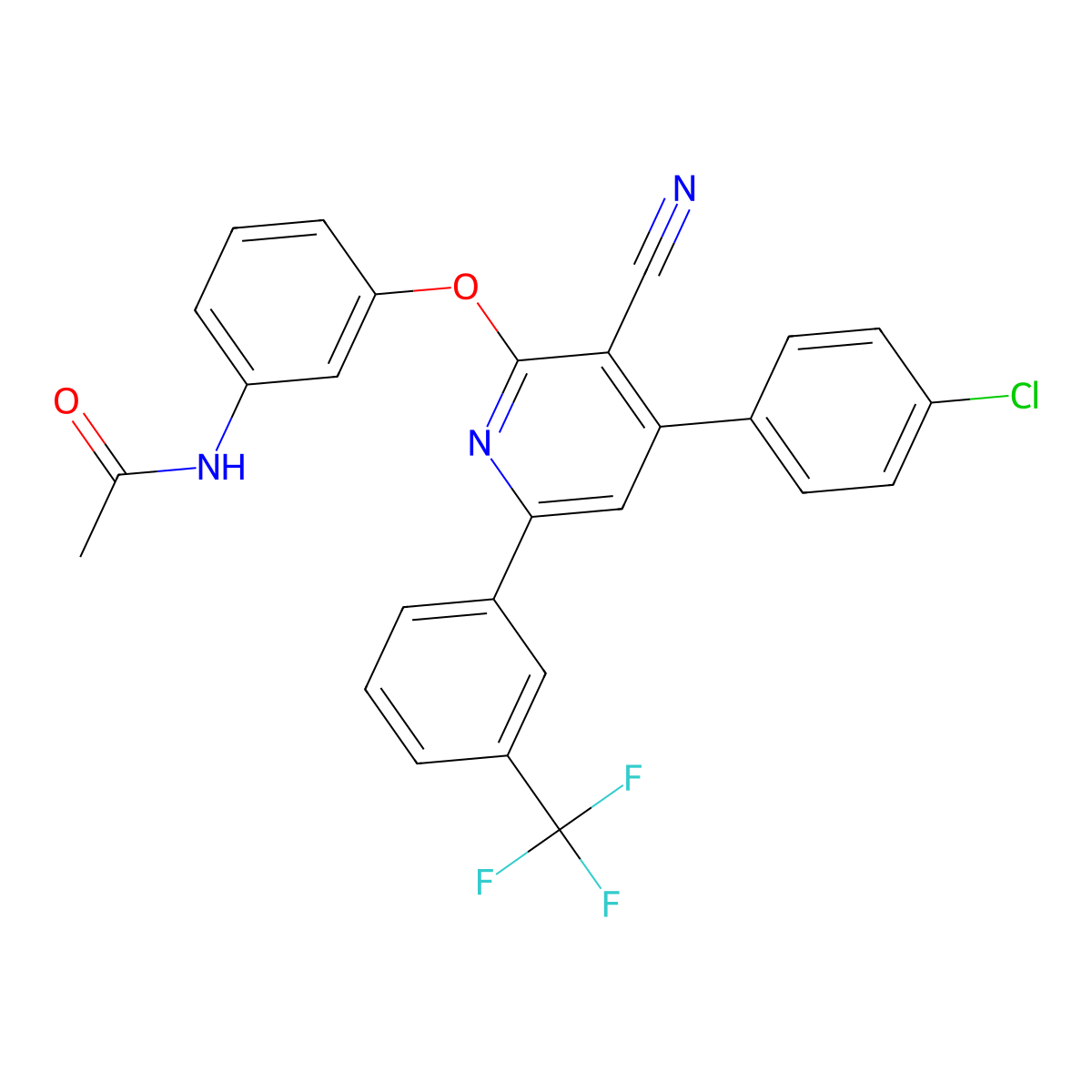 N-[3-[4-(4-chlorophenyl)-3-cyano-6-[3-(trifluoromethyl)phenyl]pyridin-2-yl]oxyphenyl]acetamide molecular structure, CAS 303984-57-8
