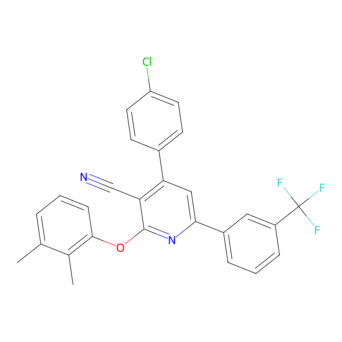 4-(4-Chlorophenyl)-2-(2,3-dimethylphenoxy)-6-[3-(trifluoromethyl)phenyl]pyridine-3-carbonitrile molecular structure, CAS 303984-58-9