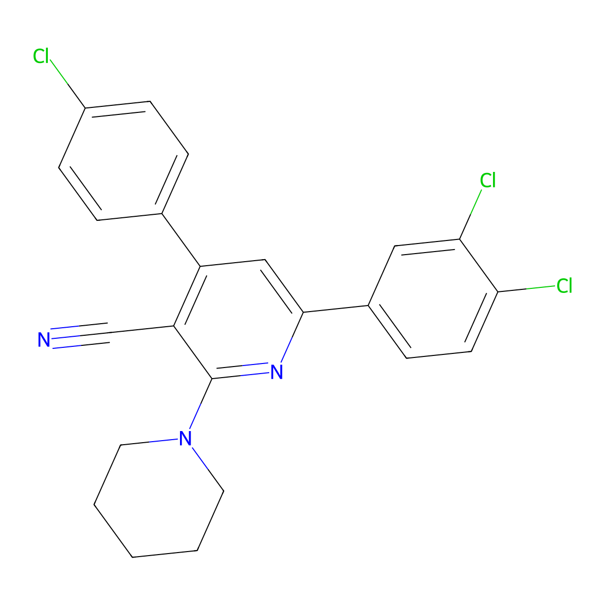 4-(4-Chlorophenyl)-6-(3,4-dichlorophenyl)-2-piperidinonicotinonitrile molecular structure, CAS 303984-66-9