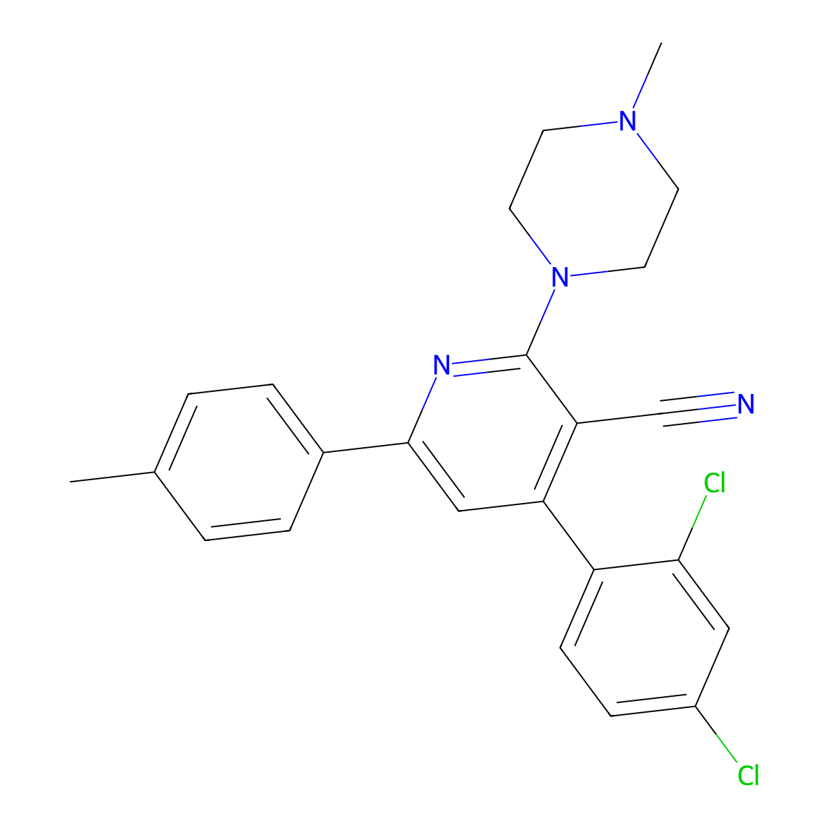 4-(2,4-Dichlorophenyl)-6-(4-methylphenyl)-2-(4-methylpiperazin-1-yl)pyridine-3-carbonitrile molecular structure, CAS 303984-85-2