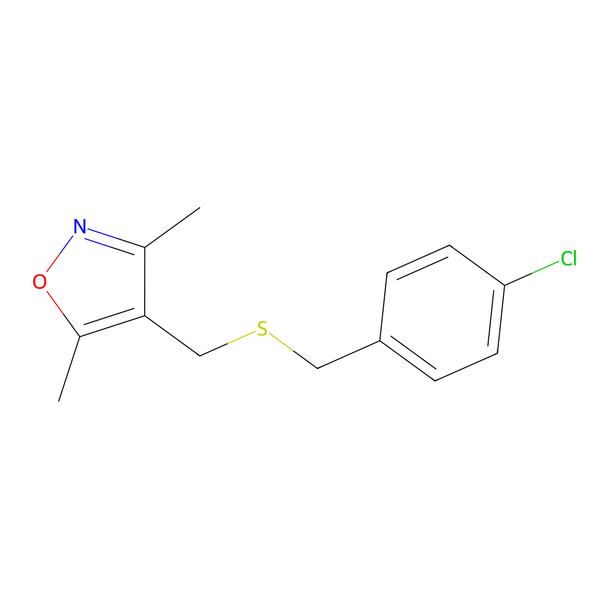 4-Chlorobenzyl (3,5-dimethyl-4-isoxazolyl)methyl sulfide molecular structure, CAS 303985-15-1