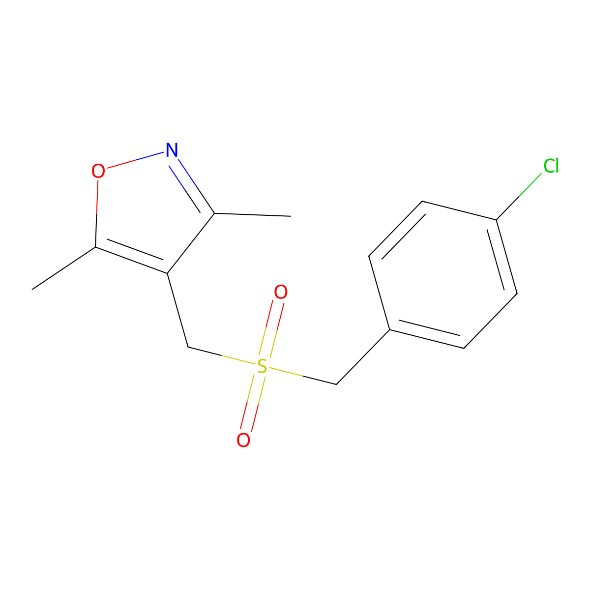 4-Chlorobenzyl (3,5-dimethyl-4-isoxazolyl)methyl sulfone molecular structure, CAS 303985-23-1