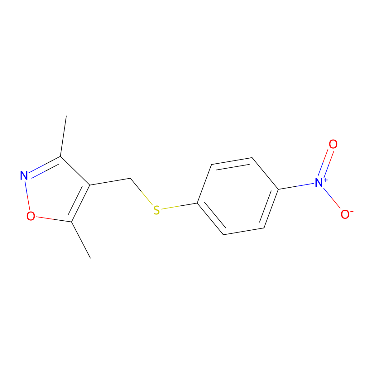 3,5-Dimethyl-4-{[(4-nitrophenyl)sulfanyl]methyl}isoxazole molecular structure, CAS 303985-26-4