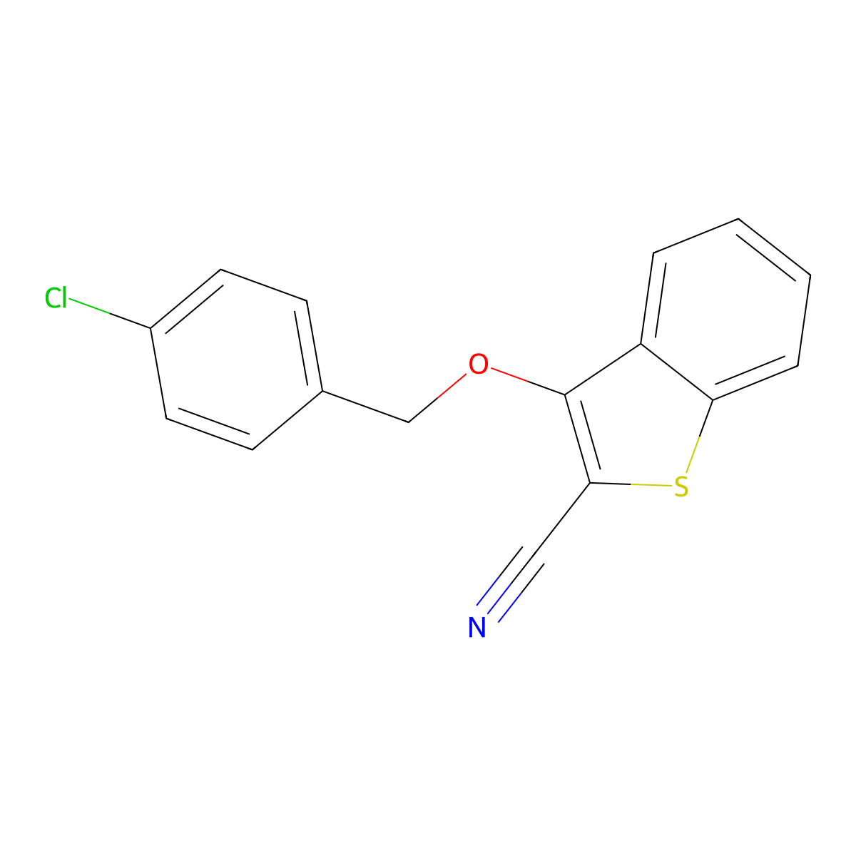 3-[(4-Chlorophenyl)methoxy]-1-benzothiophene-2-carbonitrile molecular structure, CAS 303985-35-5