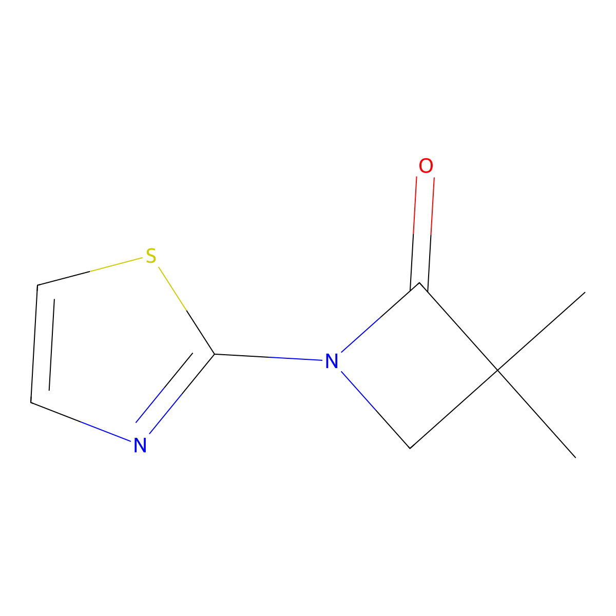 3,3-Dimethyl-1-(1,3-thiazol-2-yl)azetidin-2-one molecular structure, CAS 303985-89-9