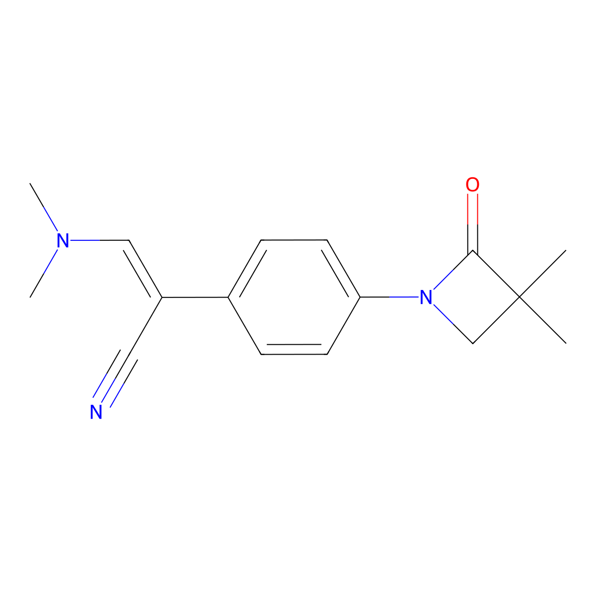 3-(Dimethylamino)-2-[4-(3,3-dimethyl-2-oxo-1-azetanyl)phenyl]acrylonitrile molecular structure, CAS 303985-91-3