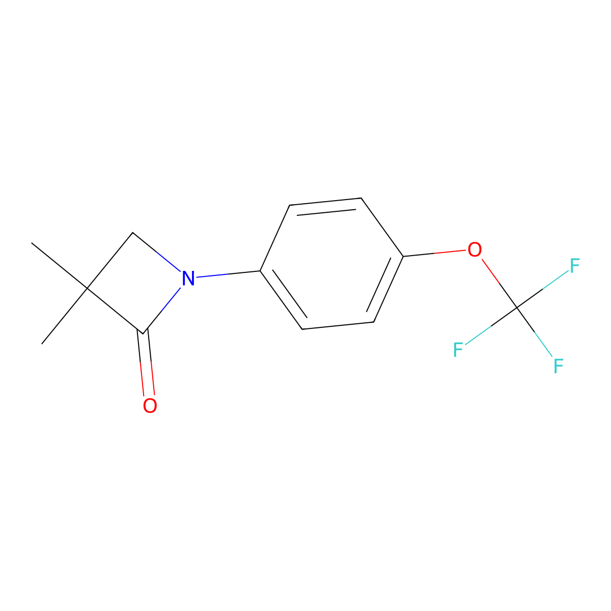 3,3-Dimethyl-1-[4-(trifluoromethoxy)phenyl]azetidin-2-one molecular structure, CAS 303986-00-7