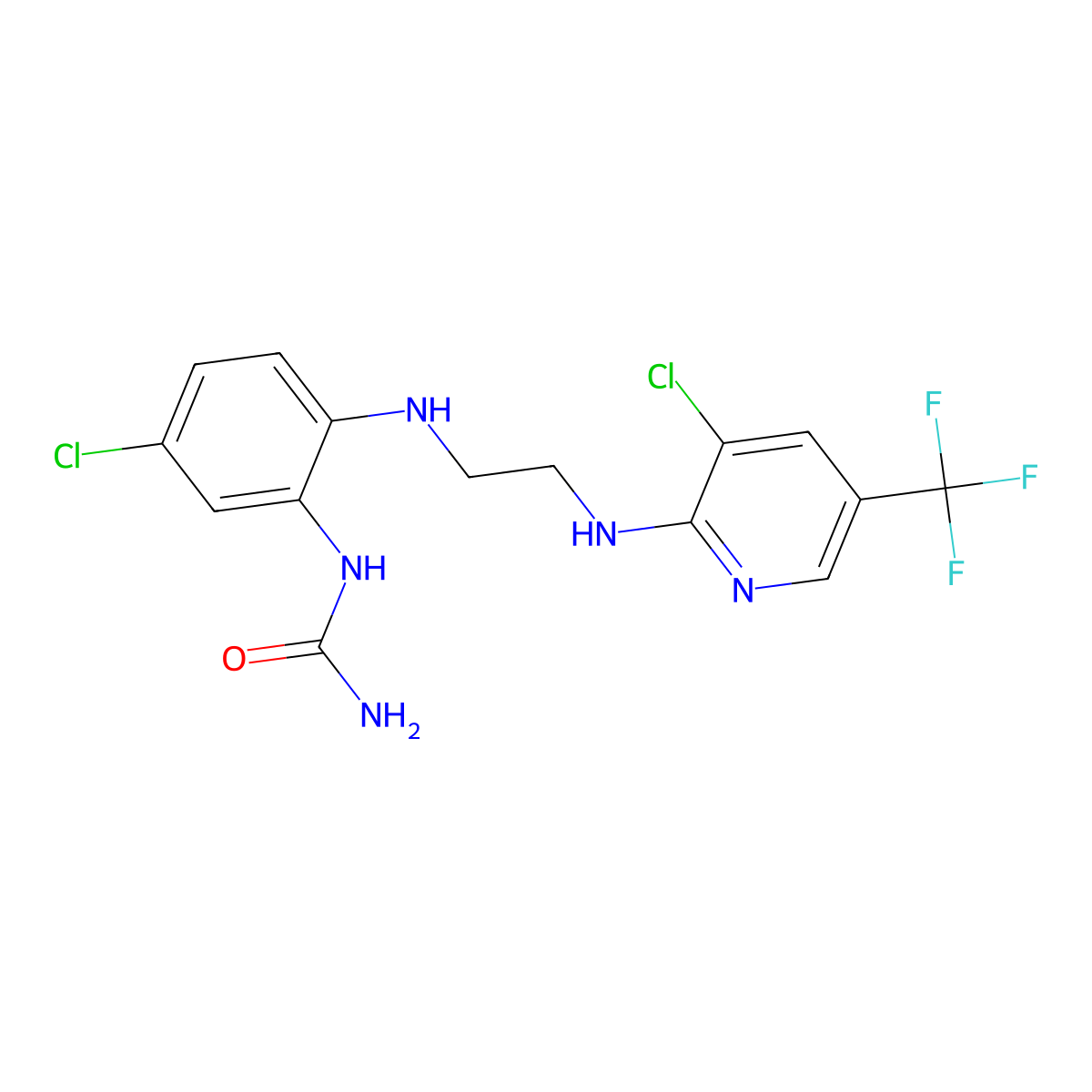 [5-Chloro-2-[2-[[3-chloro-5-(trifluoromethyl)pyridin-2-yl]amino]ethylamino]phenyl]urea molecular structure, CAS 303986-13-2