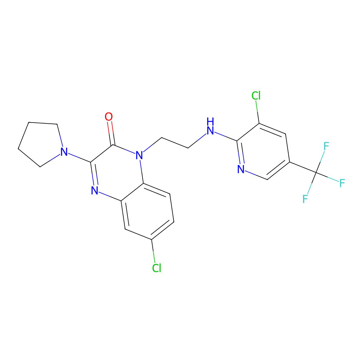 6-chloro-1-(2-{[3-chloro-5-(trifluoromethyl)-2-pyridinyl]amino}ethyl)-3-(1-pyrrolidinyl)-2(1H)-quinoxalinone molecular structure, CAS 303986-15-4
