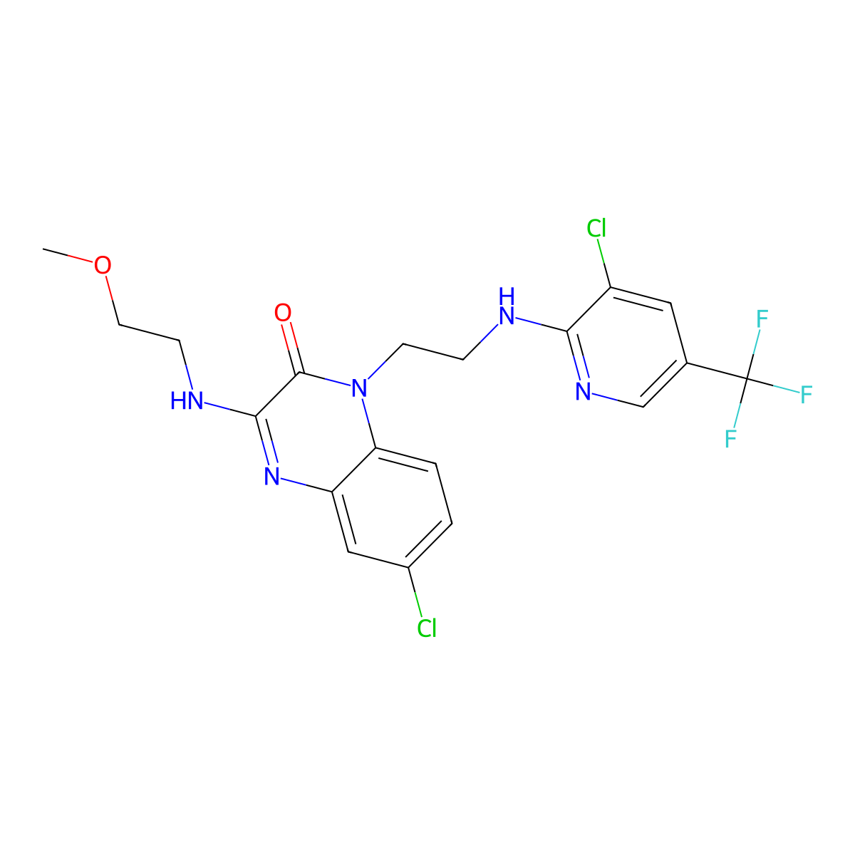 6-chloro-1-(2-{[3-chloro-5-(trifluoromethyl)-2-pyridinyl]amino}ethyl)-3-[(2-methoxyethyl)amino]-2(1H)-quinoxalinone molecular structure, CAS 303986-16-5