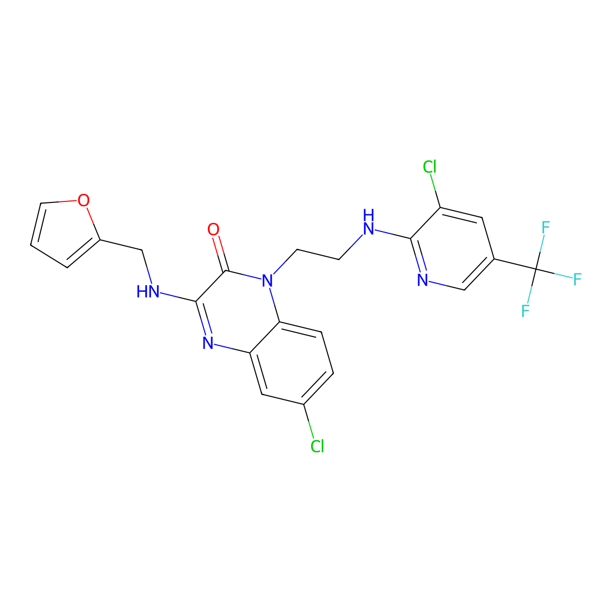 6-chloro-1-(2-{[3-chloro-5-(trifluoromethyl)-2-pyridinyl]amino}ethyl)-3-[(2-furylmethyl)amino]-2(1H)-quinoxalinone molecular structure, CAS 303986-19-8