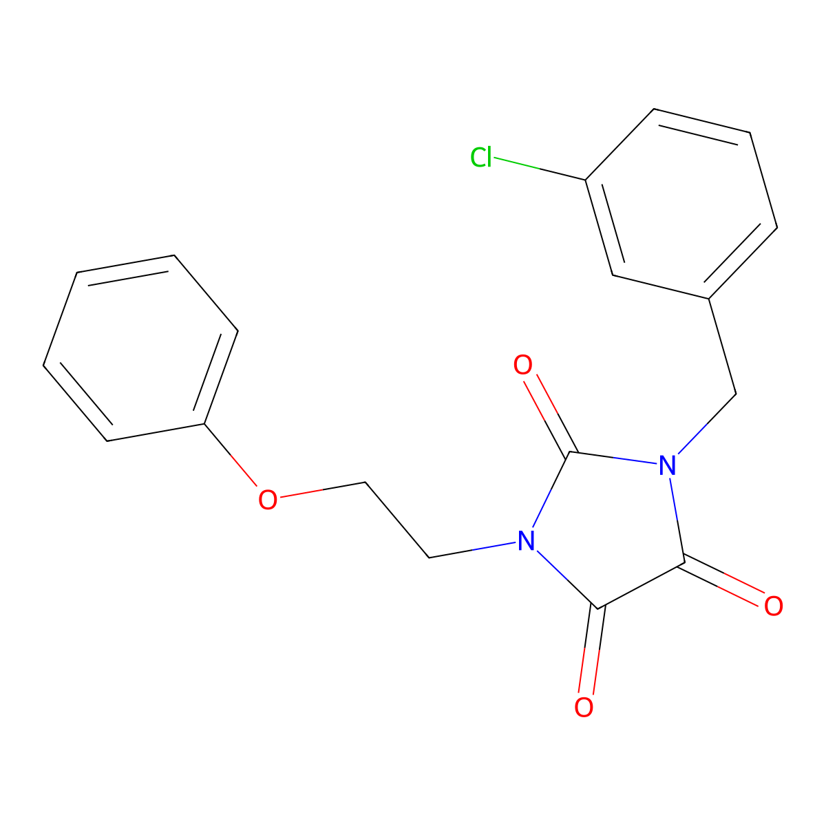 1-[(3-Chlorophenyl)methyl]-3-(2-phenoxyethyl)imidazolidine-2,4,5-trione molecular structure, CAS 303986-25-6