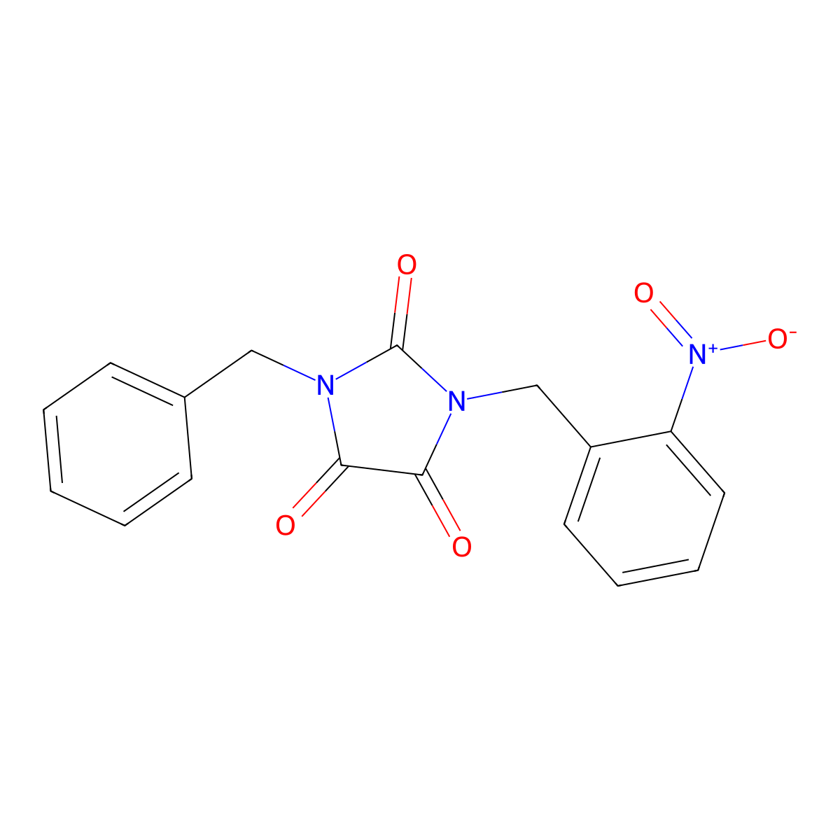 1-Benzyl-3-[(2-nitrophenyl)methyl]imidazolidine-2,4,5-trione molecular structure, CAS 303986-26-7
