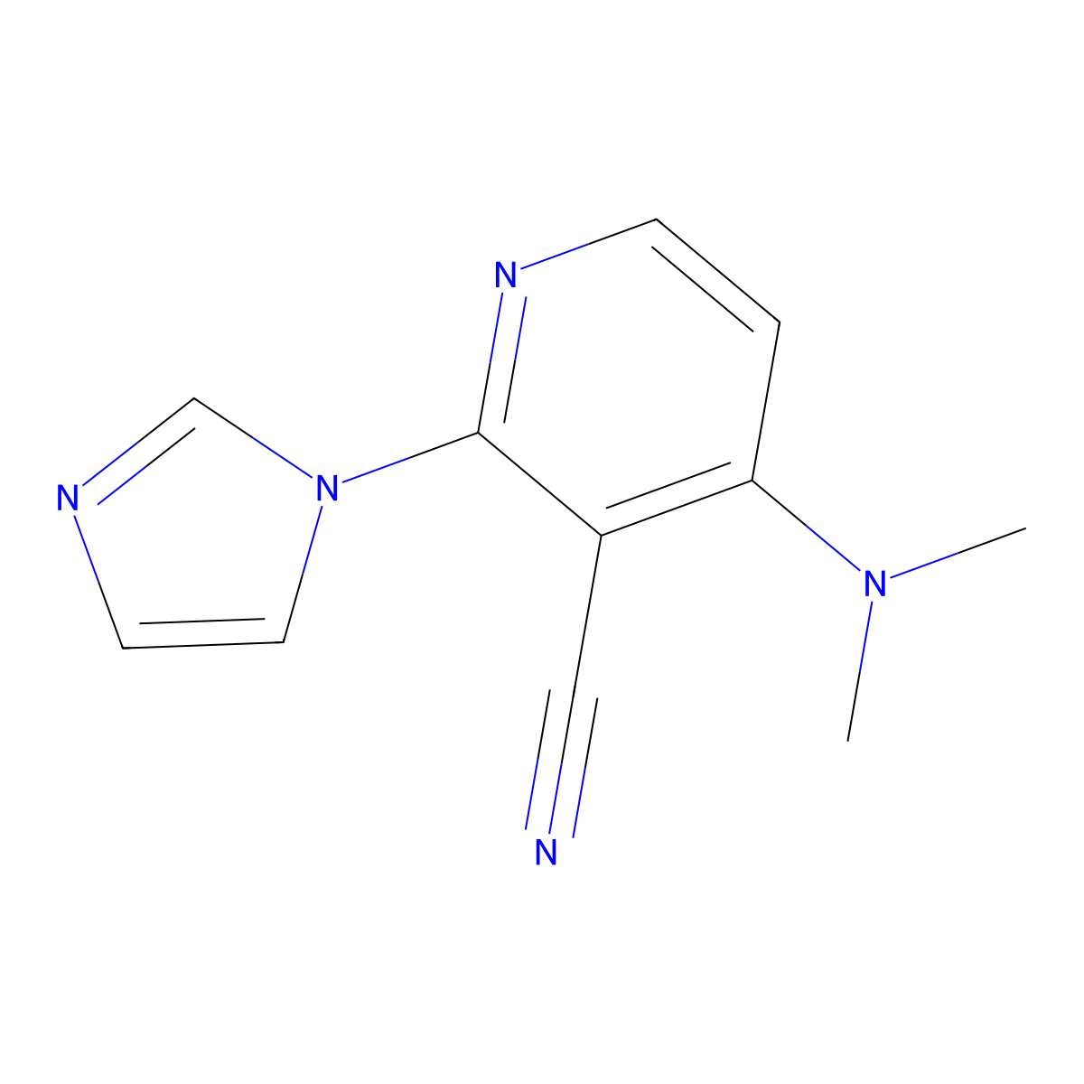 4-(dimethylamino)-2-(1H-imidazol-1-yl)nicotinonitrile molecular structure, CAS 303986-29-0