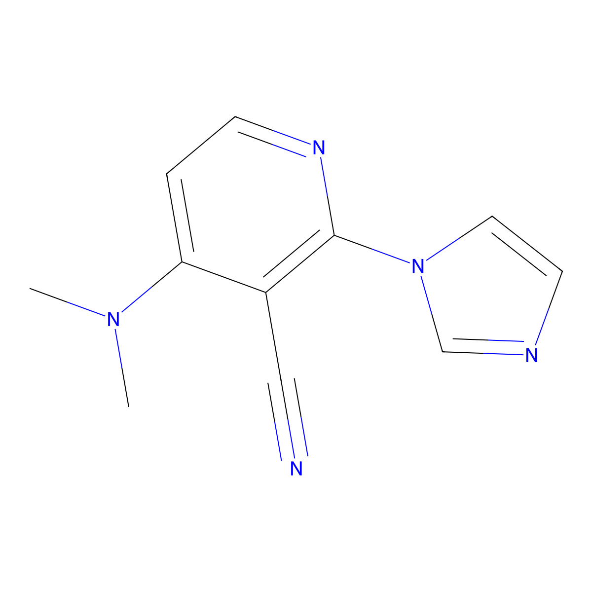 4-(dimethylamino)-2-(1H-imidazol-1-yl)nicotinonitrile molecular structure, CAS 303986-29-0