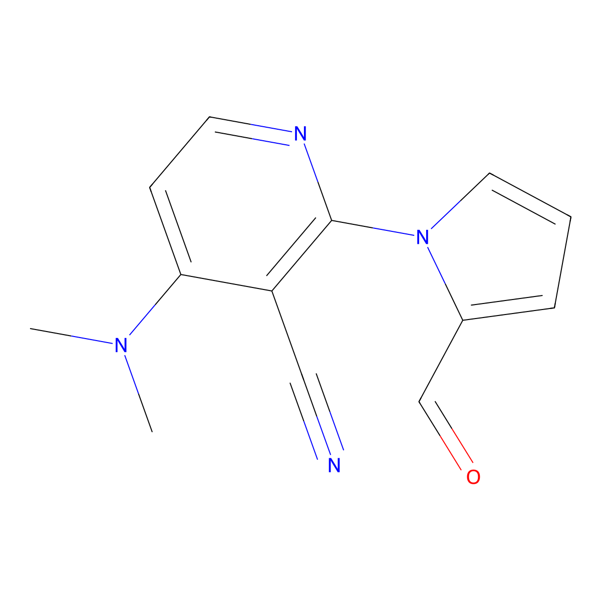 4-(dimethylamino)-2-(2-formyl-1H-pyrrol-1-yl)nicotinonitrile molecular structure, CAS 303986-36-9