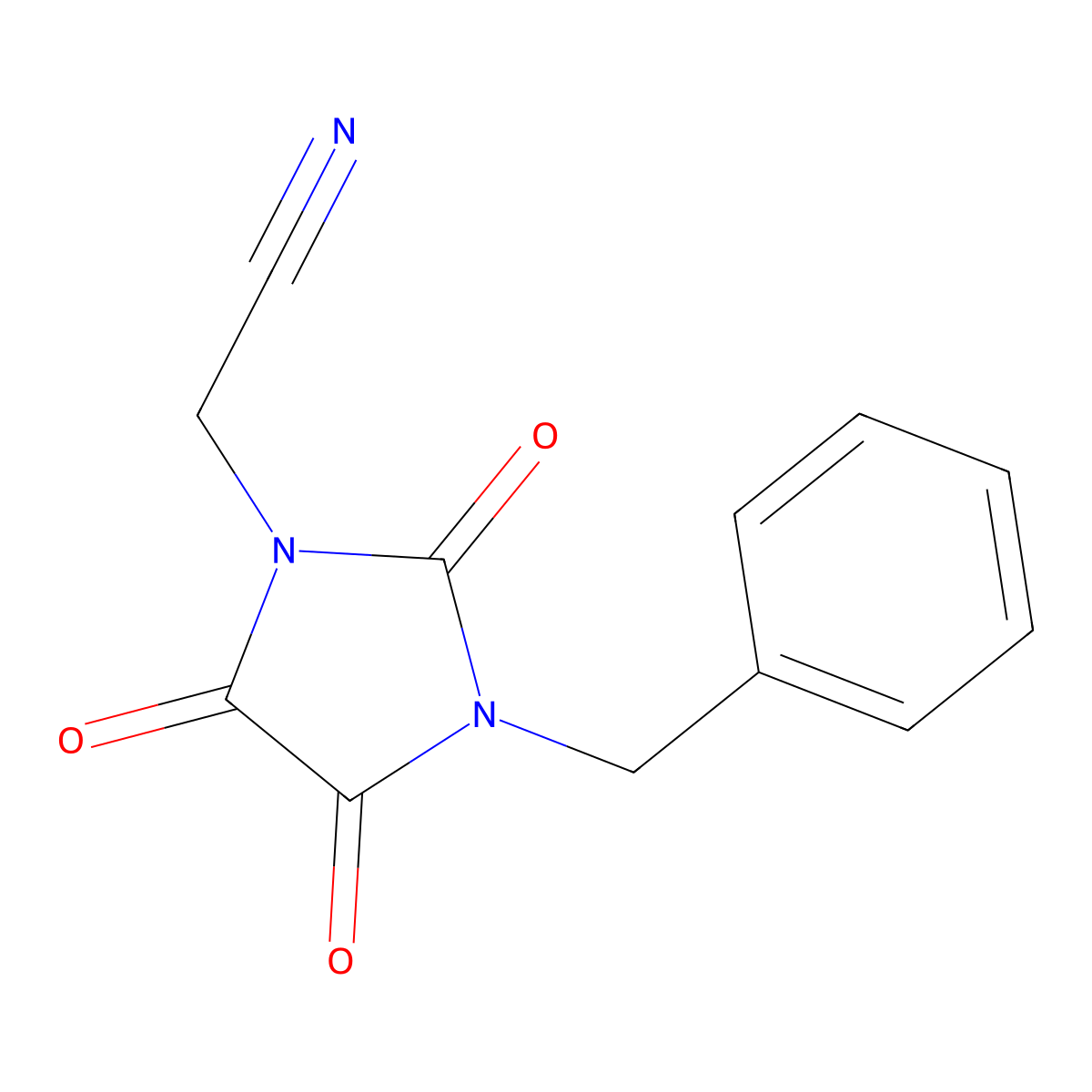 2-(3-Benzyl-2,4,5-trioxoimidazolidin-1-yl)acetonitrile molecular structure, CAS 303986-54-1
