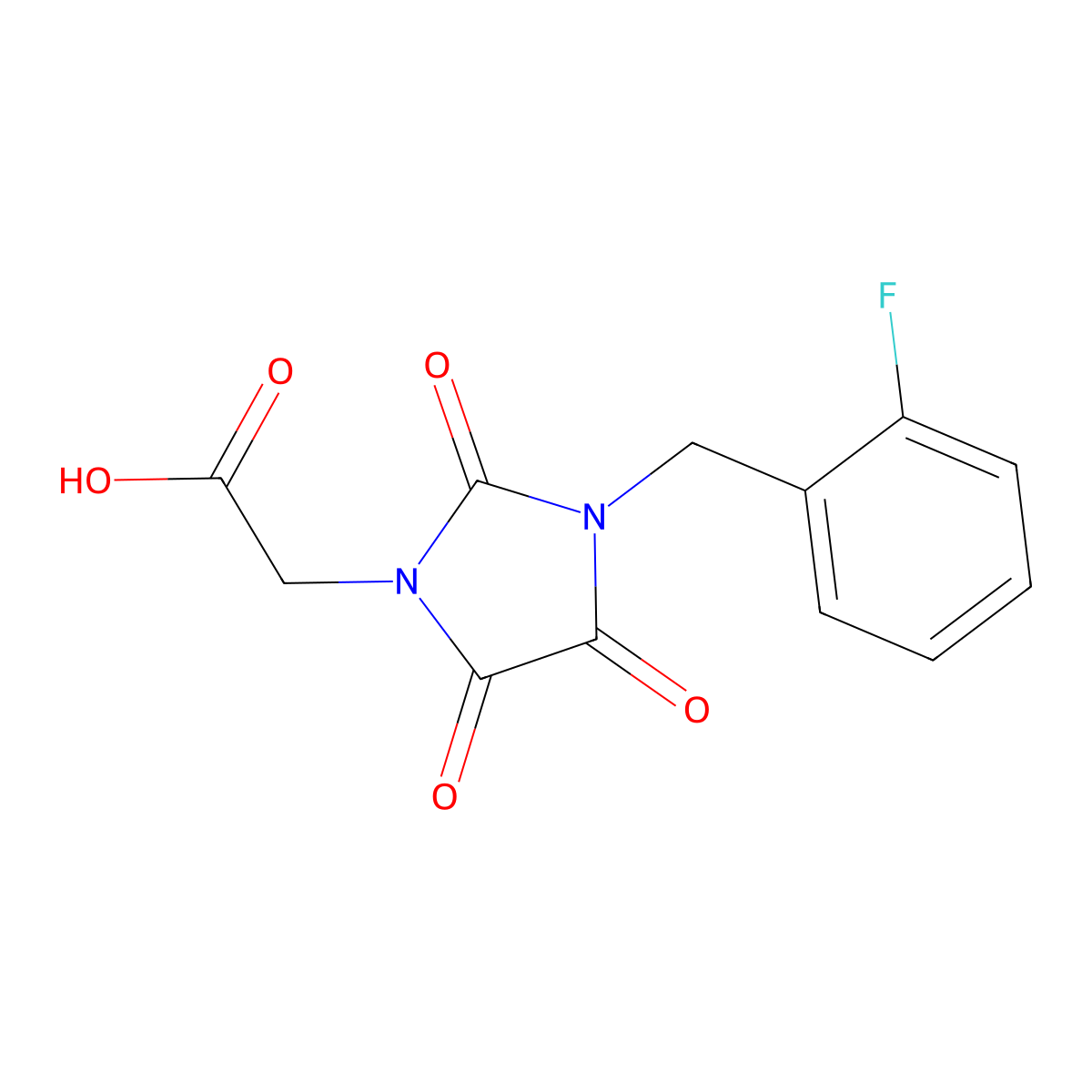 2-[3-(2-Fluorobenzyl)-2,4,5-trioxo-1-imidazolidinyl]acetic acid molecular structure, CAS 303986-57-4