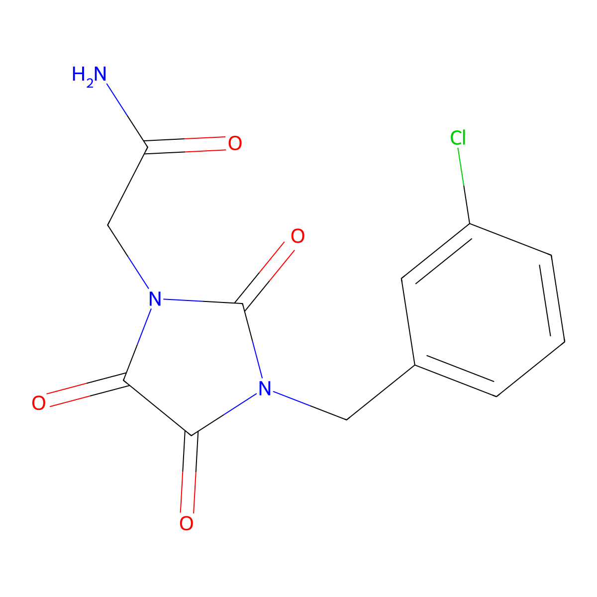 2-[3-(3-Chlorobenzyl)-2,4,5-trioxo-1-imidazolidinyl]acetamide molecular structure, CAS 303986-61-0