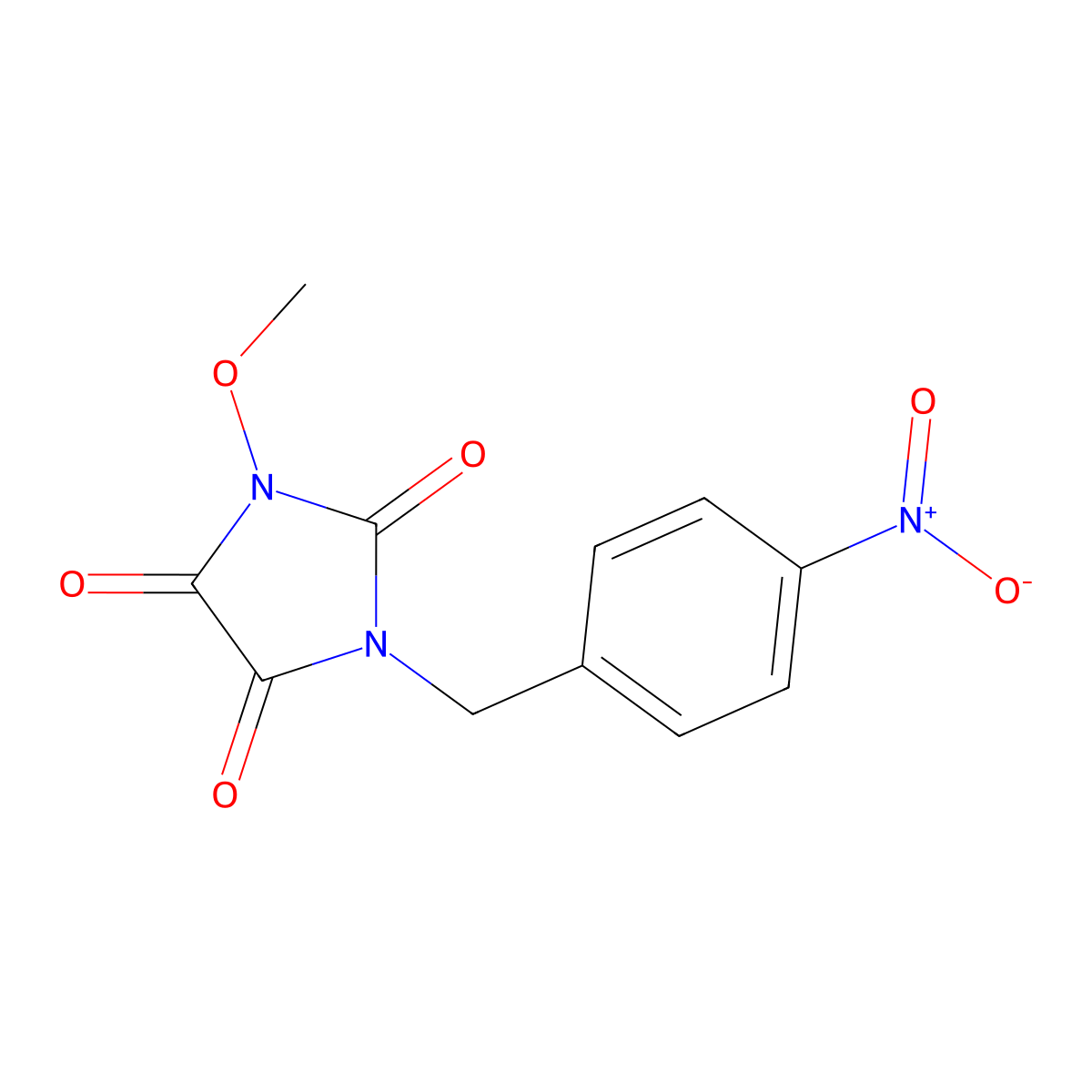 1-Methoxy-3-[(4-nitrophenyl)methyl]imidazolidine-2,4,5-trione molecular structure, CAS 303986-64-3