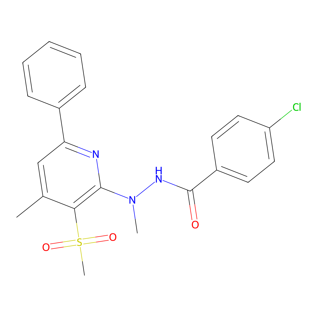 4-chloro-N'-methyl-N'-[4-methyl-3-(methylsulfonyl)-6-phenyl-2-pyridinyl]benzenecarbohydrazide molecular structure, CAS 303986-74-5