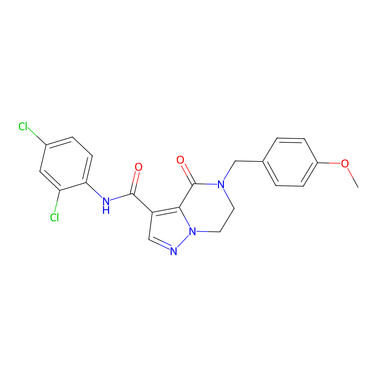 N-(2,4-dichlorophenyl)-5-(4-methoxybenzyl)-4-oxo-4,5,6,7-tetrahydropyrazolo[1,5-a]pyrazine-3-carboxamide molecular structure, CAS 303986-77-8