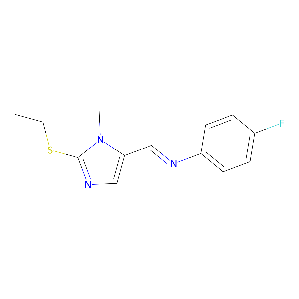 N-{[2-(ethylsulfanyl)-1-methyl-1H-imidazol-5-yl]methylene}-4-fluoroaniline molecular structure, CAS 303986-82-5