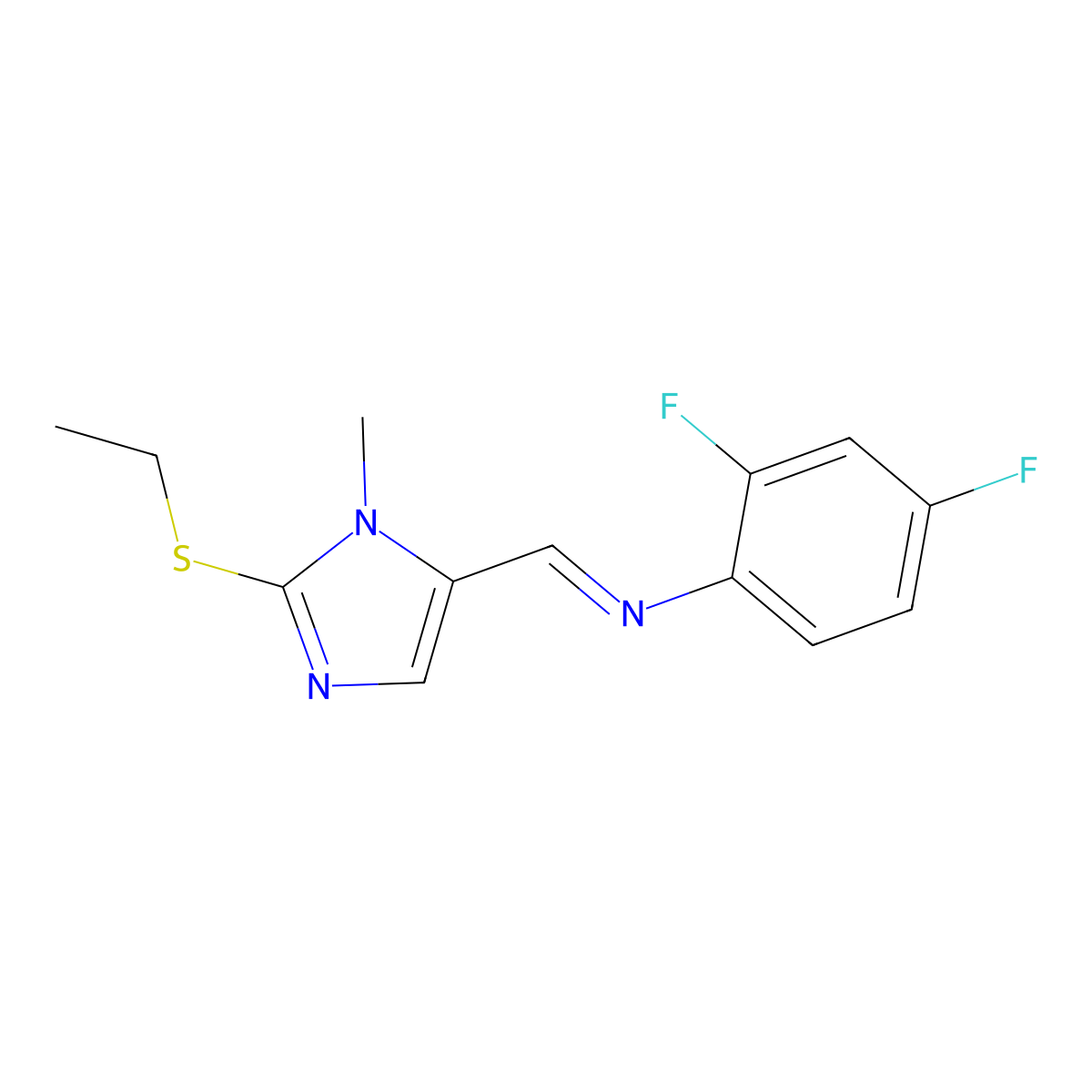 N-{[2-(ethylsulfanyl)-1-methyl-1H-imidazol-5-yl]methylene}-2,4-difluoroaniline molecular structure, CAS 303986-83-6