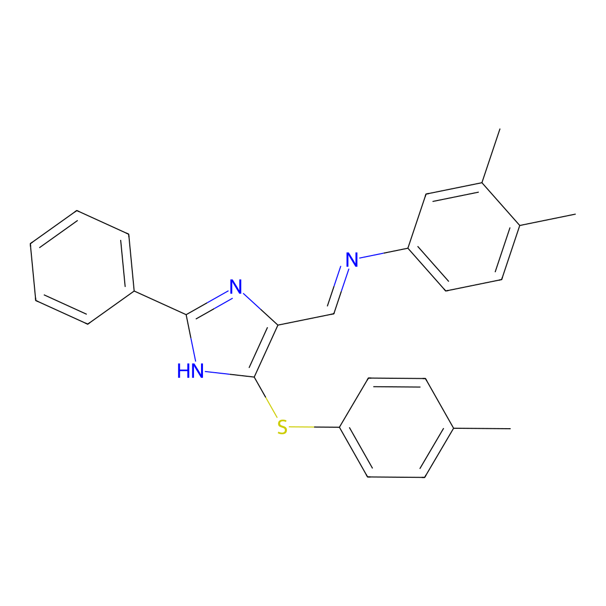 3,4-dimethyl-N-({5-[(4-methylphenyl)sulfanyl]-2-phenyl-1H-imidazol-4-yl}methylene)aniline molecular structure, CAS 303986-88-1
