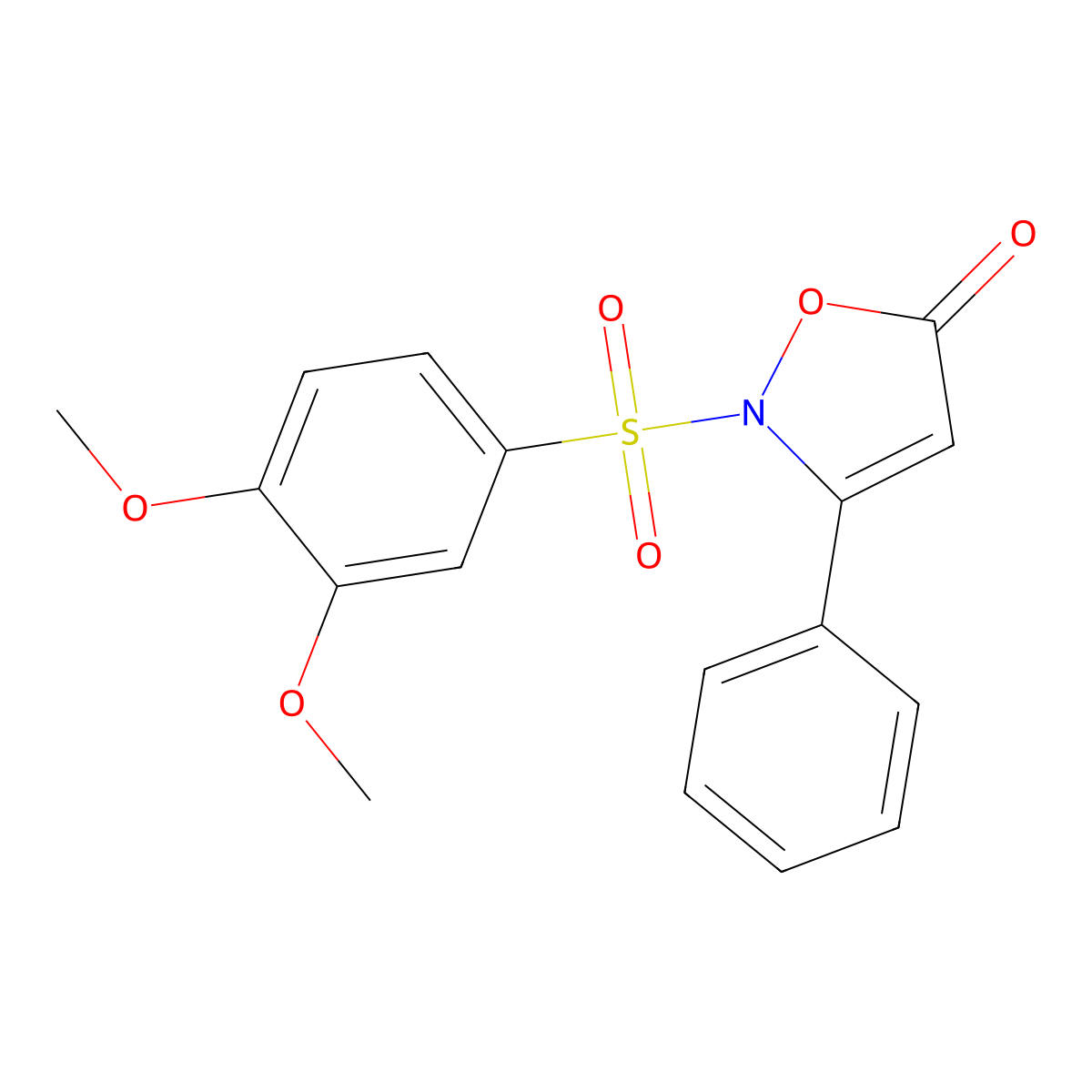 2-[(3,4-dimethoxyphenyl)sulfonyl]-3-phenyl-5(2H)-isoxazolone molecular structure, CAS 303987-10-2